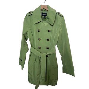 London Fog Green Trench Coat Jacket Size Medium